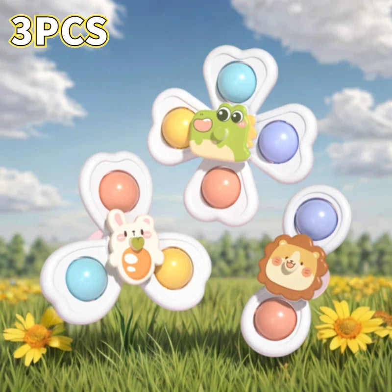 Kit de três brinquedos giratório com ventosa