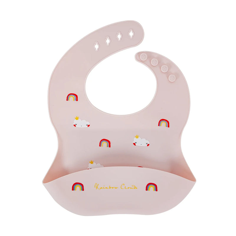 Babador infantil de silicone com bolso coletor