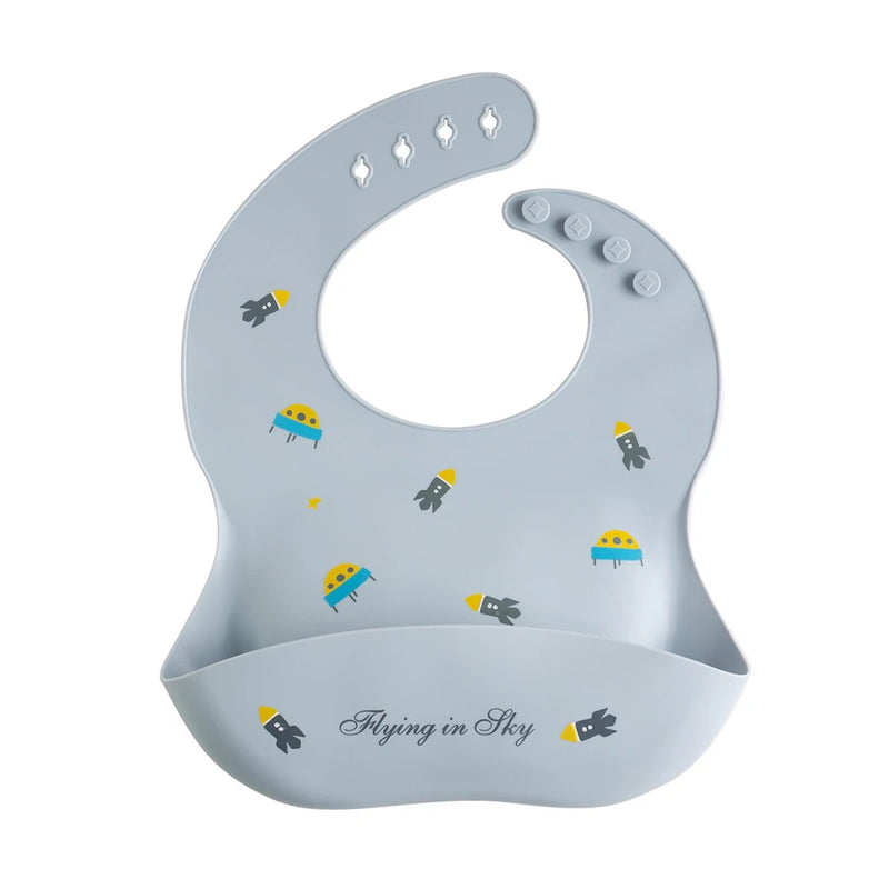 Babador infantil de silicone com bolso coletor
